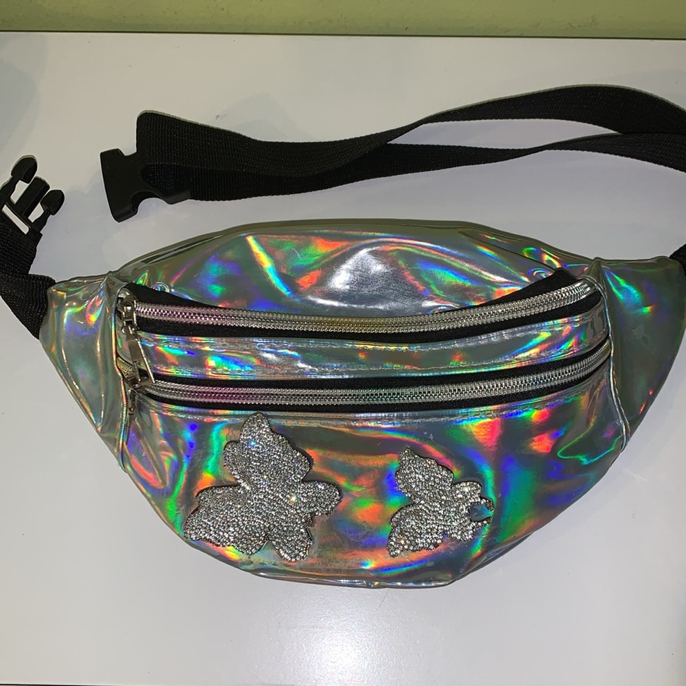 Waistbag ,holographic with rhinestone butterflies